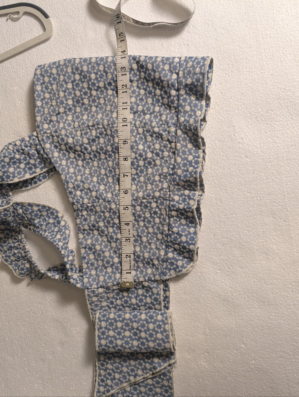 Kirious Blue White Floral Embroidered Tie Back Crop Top XL A-200 - Picture 10 of 11